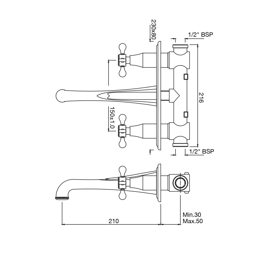 Two Concealed Stop Cocks – Chrome QQP‑CHR‑7433PM