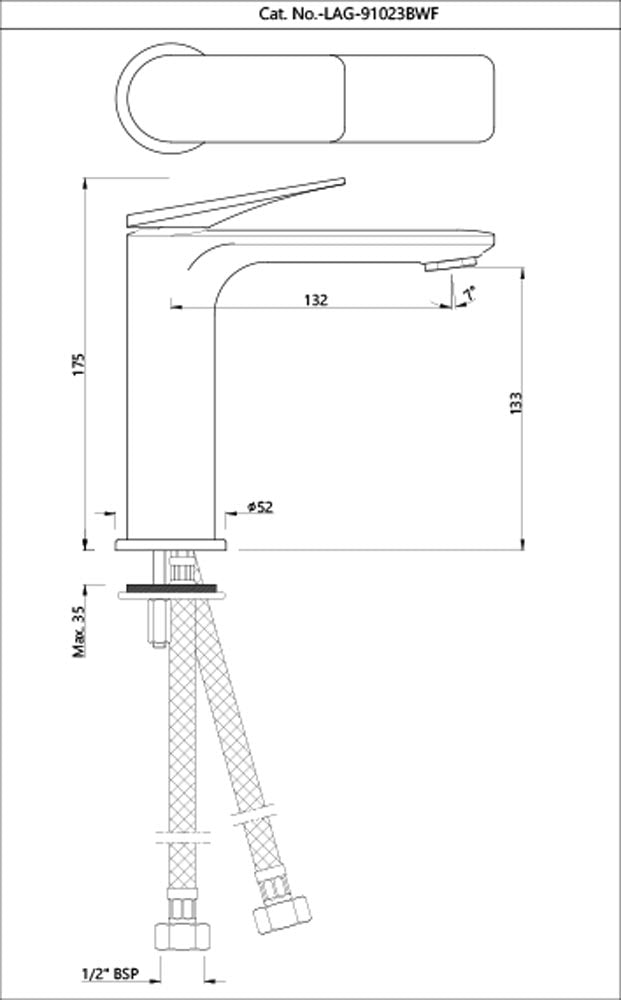 Single Lever Extended Basin Mixer - Chrome LAG-CHR-91023BWF