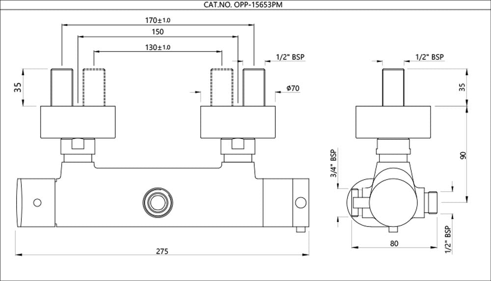 Multifunction Thermostatic Shower Mixer - Chrome OPP-CHR-15653PM