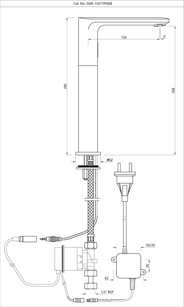 Tall Boy Sensor Faucet (Model: SNR-CHR-15017PMEB)