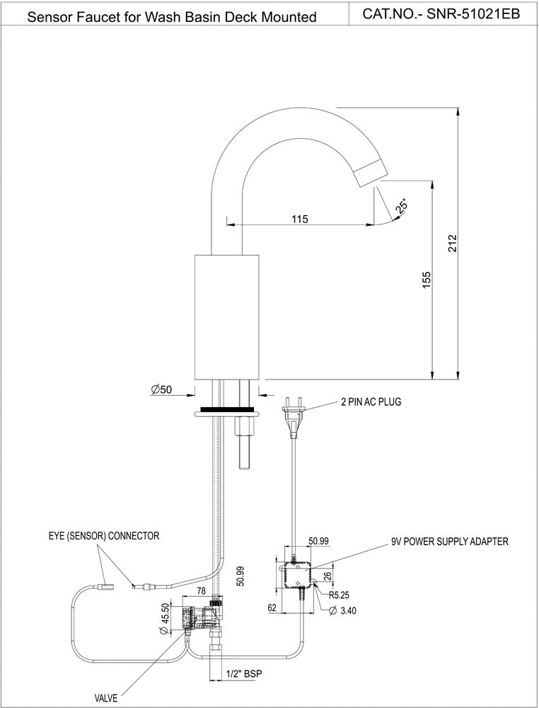 Sensor Faucet for Wash Basin SNR-CHR-51021EB