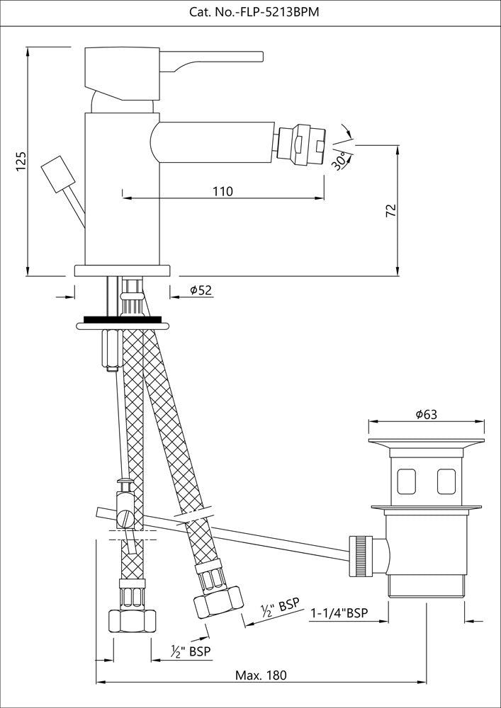Florentine Prime Single Lever 1‑Hole Bidet Mixer – Chrome (FLP‑CHR‑5213BPM)
