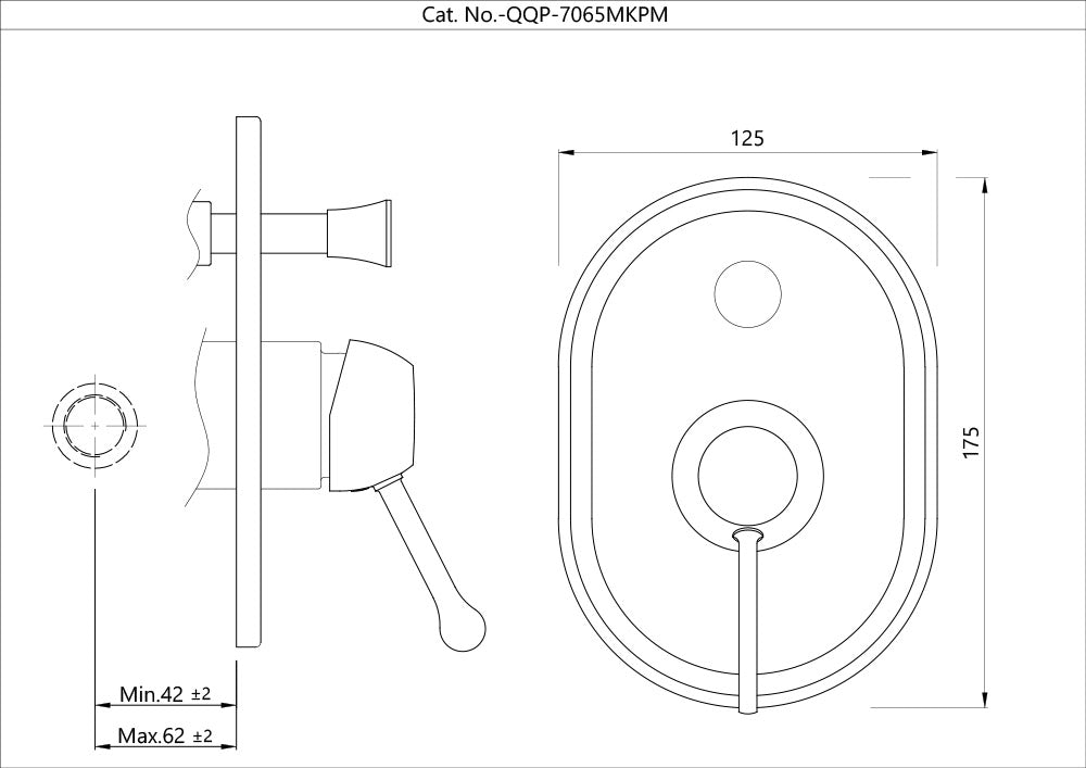 QQP-CHR-7065MKPM Single Lever Exposed Parts Kit of Diverter – Chrome