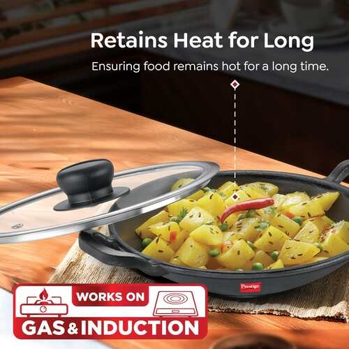 Prestige Cast Iron Cookware Appachetty with Glass Lid, Dia 20 Cm 30564