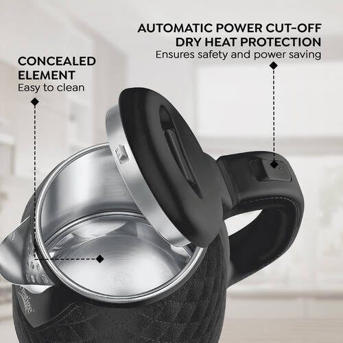 PKCT 1.5 Litre Electric Kettle with Designer Cool Touch Exterior| Stainless Steel Inner Body| Dry Heat Protection|Black