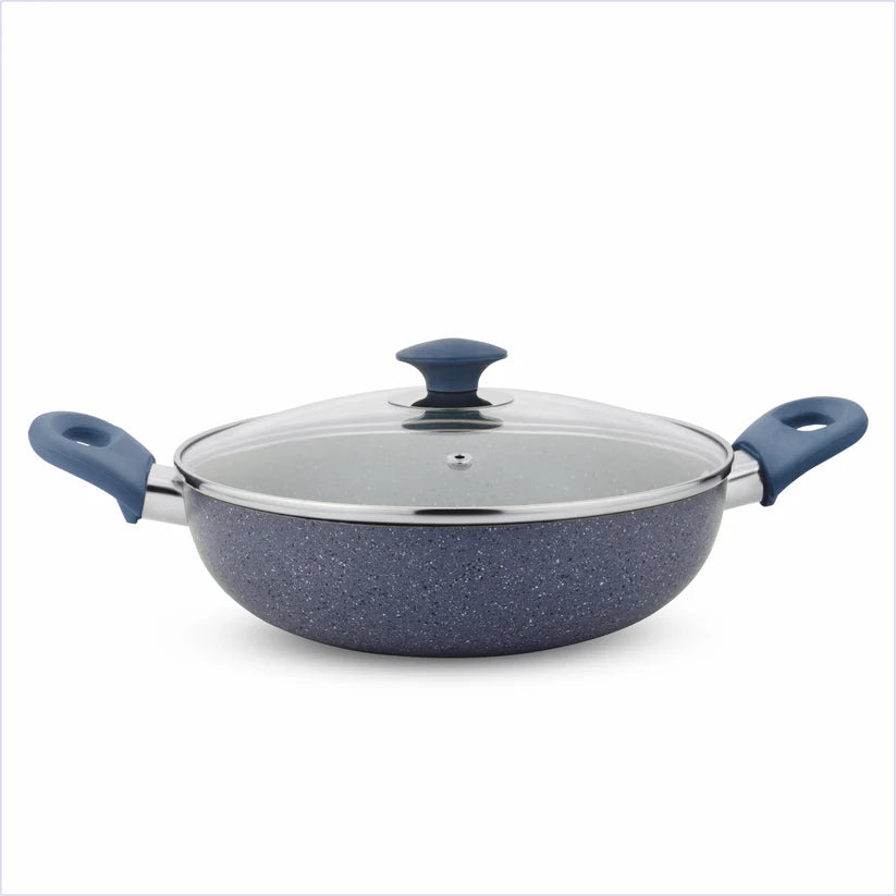 Stella Nonstick Deep Kadhai With Glass Lid 2.4L, 24cm