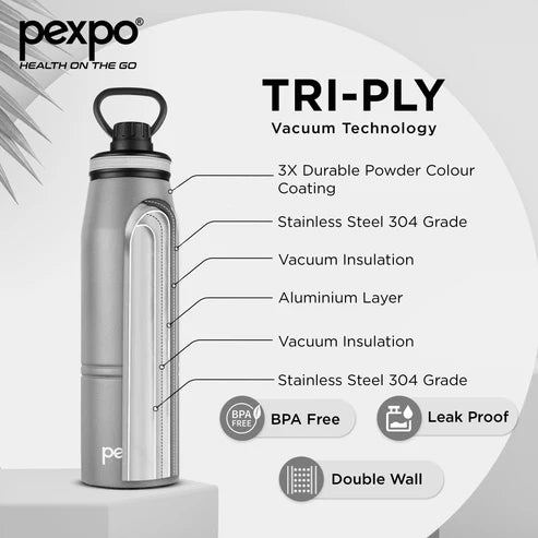 Pexpo Altros Hot & Cold Water Bottle 940ML GREY