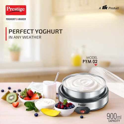 PYM 02 Electric Yoghurt Maker with Storage Lid | Stainless Steel Inner Pot| Low Energy Consumption| 360 Degree Uniform Heating