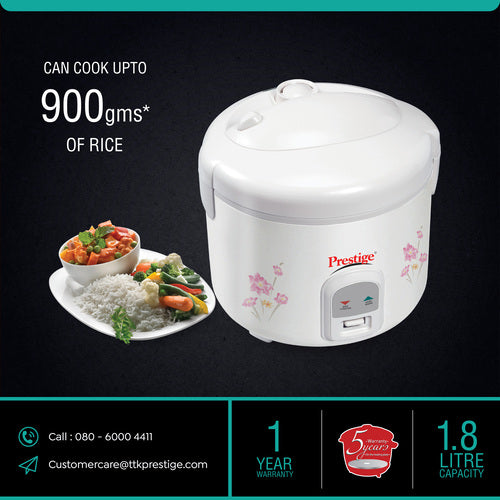 Delight PRWCS 1.8 Electric Rice Cooker | 1.8L Closed Type | Steamer Basket | Steam Vent | Convenient Handle