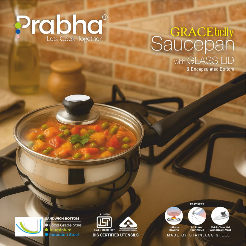 Grace IB Belly Saucepan With Lid – 0.9L, 14cm