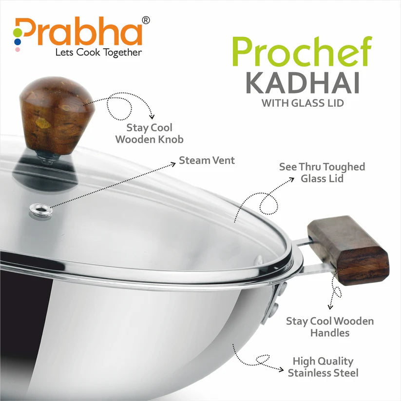 Prochef Kadhai With Lid – 2.2L, 22cm