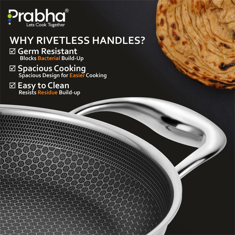 Tri-ply Hexa Cube Kadhai With Lid – 5.5L, 30cm