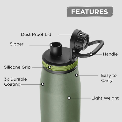 Pexpo Altros Hot & Cold Water Bottle 940ML MILITARY GREEN