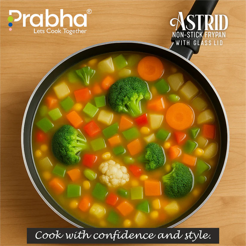 Prabha Astrid Nonstick Deep Frypan With Glass Lid 1.5L, 24cm