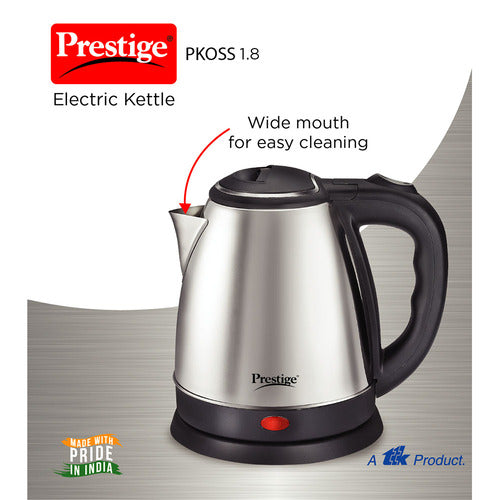 PKOSS Stainless Steel Electric Kettle 1500W, 1.8L (Silver)