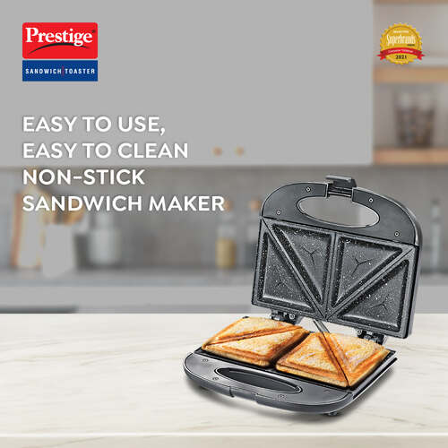 PSFSP - Spatter Coated Non-stick Sandwich Toaster with Fixed Sandwich Plate, Black