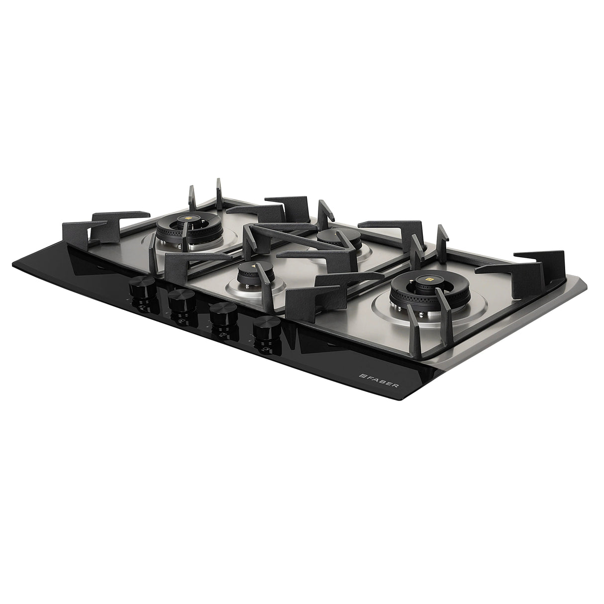 HOB INSPIRIA 904 BR AI FFD GS PNG 90 cm 4 Burner Built-In Gas Hob with Flame Failure Device, Glass & Stainless Steel