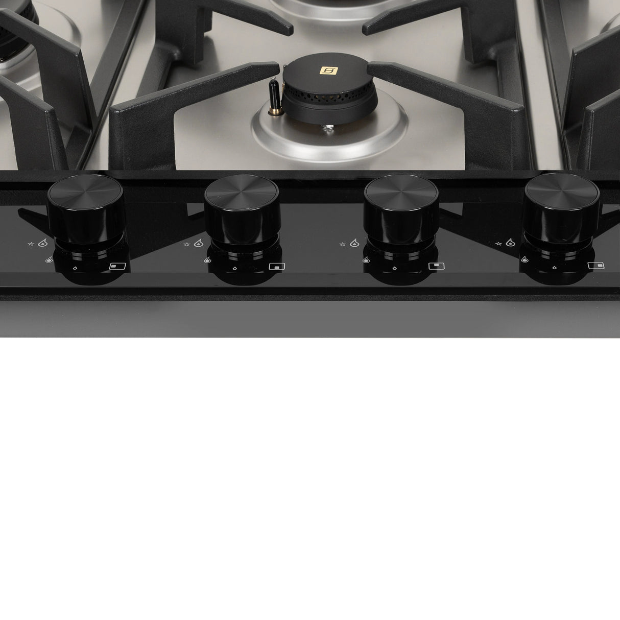 HOB INSPIRIA 904 BR AI FFD GS PNG 90 cm 4 Burner Built-In Gas Hob with Flame Failure Device, Glass & Stainless Steel