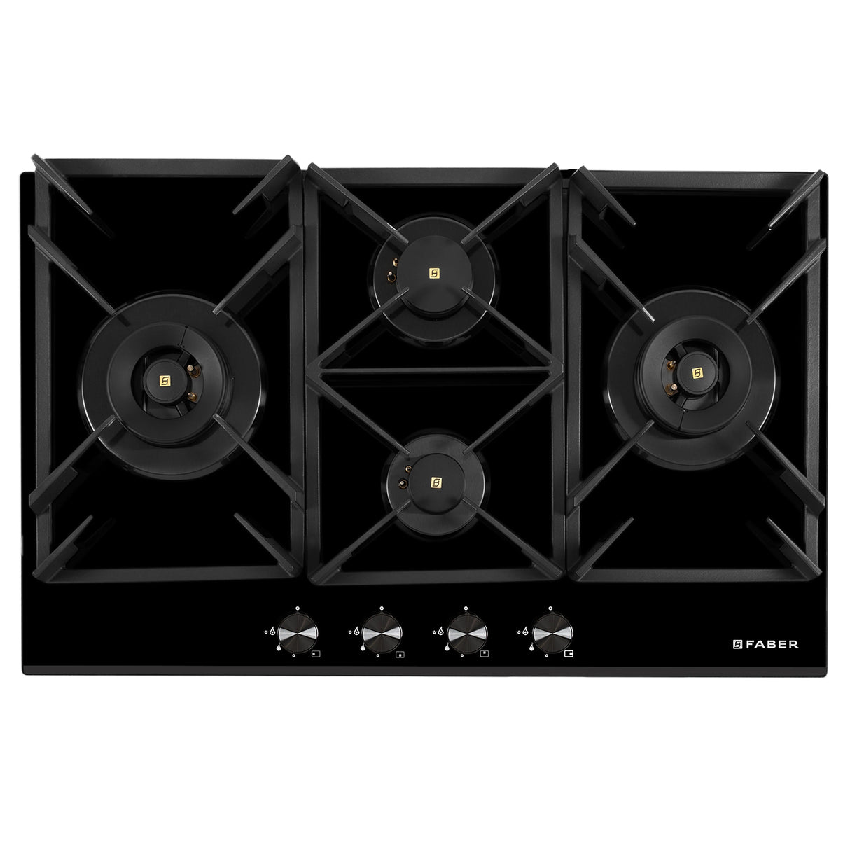 HOB INSPIRIA 904 BR AI FFD GL PNG 90 cm 4 Burner Built-In Gas Hob with Flame Failure Device, Black Glass