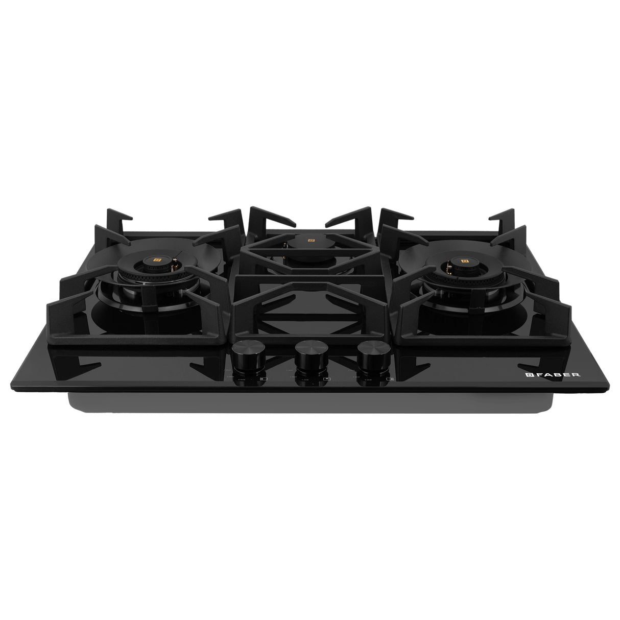 HOB INSPIRIA 753 BR AI FFD GL PNG 75 cm 3 Burner Built-In Gas Hob with Flame Failure Device, Black Glass