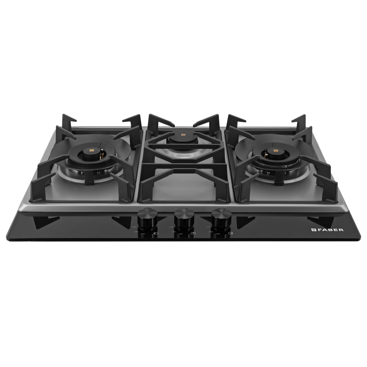 HOB INSPIRIA 753 BR AI FFD GS PNG 75 cm 3 Burner Built-In Gas Hob with Flame Failure Device, Glass & Stainless Steel