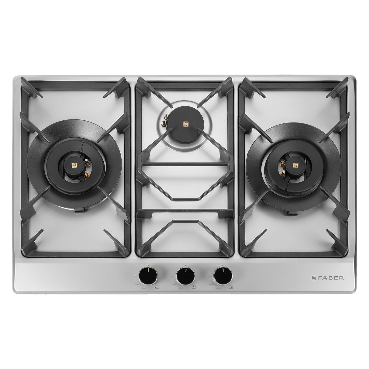 HOB INSPIRIA 753 BR AI FFD SS LPG 75 cm 3 Burner Built-In Gas Hob with Flame Failure Device, SUS 304 Stainless Steel