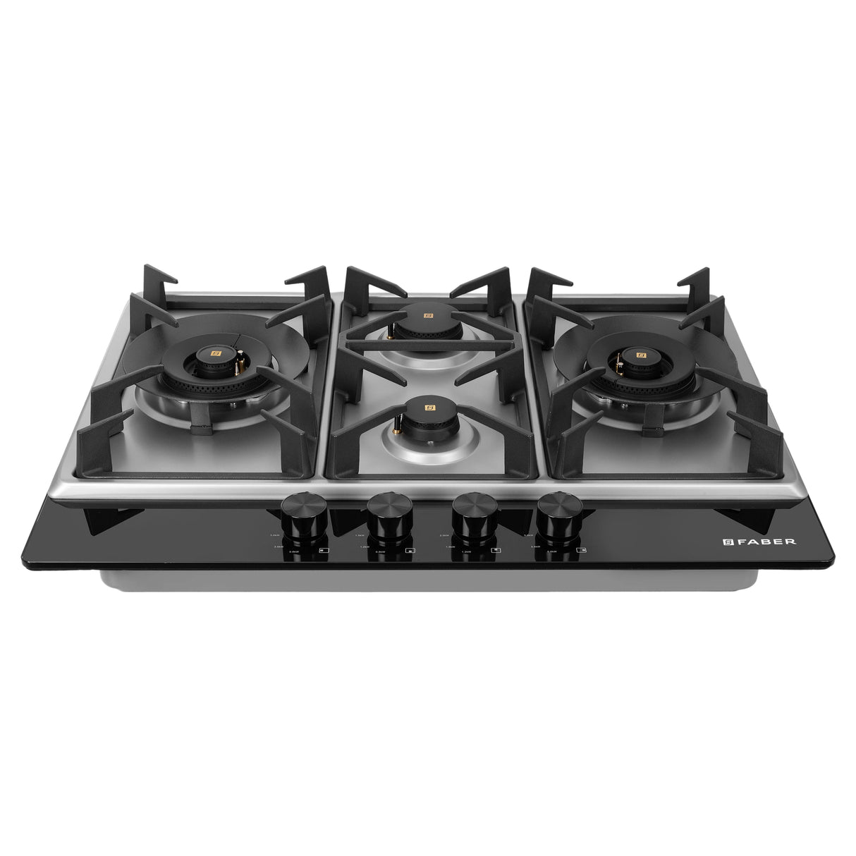 HOB INSPIRIA 754 BR AI FFD GS PNG 75 cm 4 Burner Built-In Gas Hob with Flame Failure Device, Glass & Stainless Steel