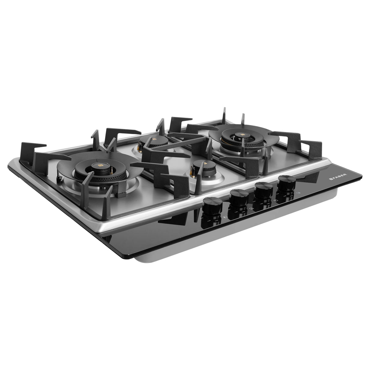 HOB INSPIRIA 754 BR AI FFD GS PNG 75 cm 4 Burner Built-In Gas Hob with Flame Failure Device, Glass & Stainless Steel
