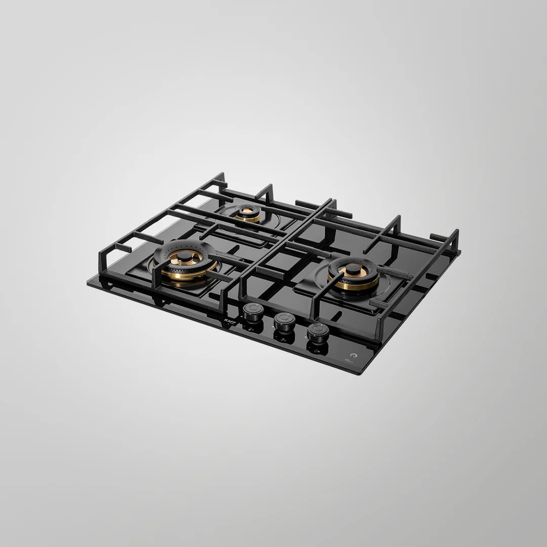 MFBX 603 – 3 Full Brass Burners Built-in Hob | Auto Electric Ignition | 60cm | High-Efficiency Burners | Flame Failure Safety | Square Drip Tray
