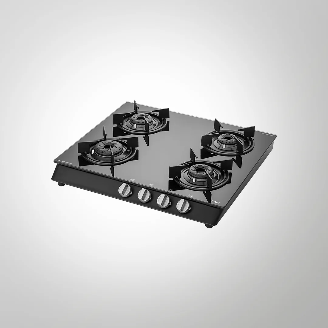 CBP 58 4B AI – 4-Burner Auto Ignition Gas Stove | Slim Line Design | Black Tempered Glass