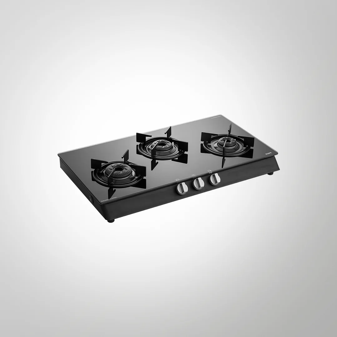 CBP 71 3B AI – 3-Burner Auto Ignition Gas Stove | Slim Line Design | Black Tempered Glass