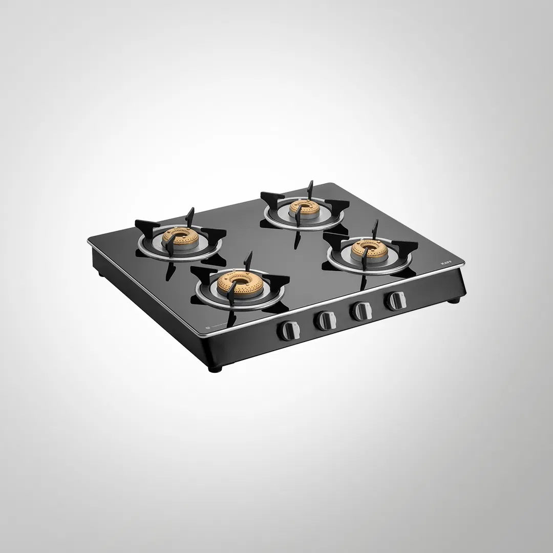 CTAI 63 4B – 4-Burner Auto Ignition Gas Stove | High Safety Valves | Black Tempered Glass