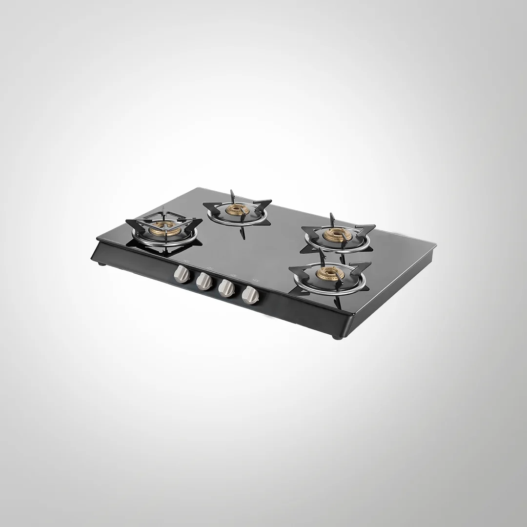 CTB694B – 4-Burner Manual Ignition Gas Stove | High-Efficiency Brass Burners | Black Tempered Glass