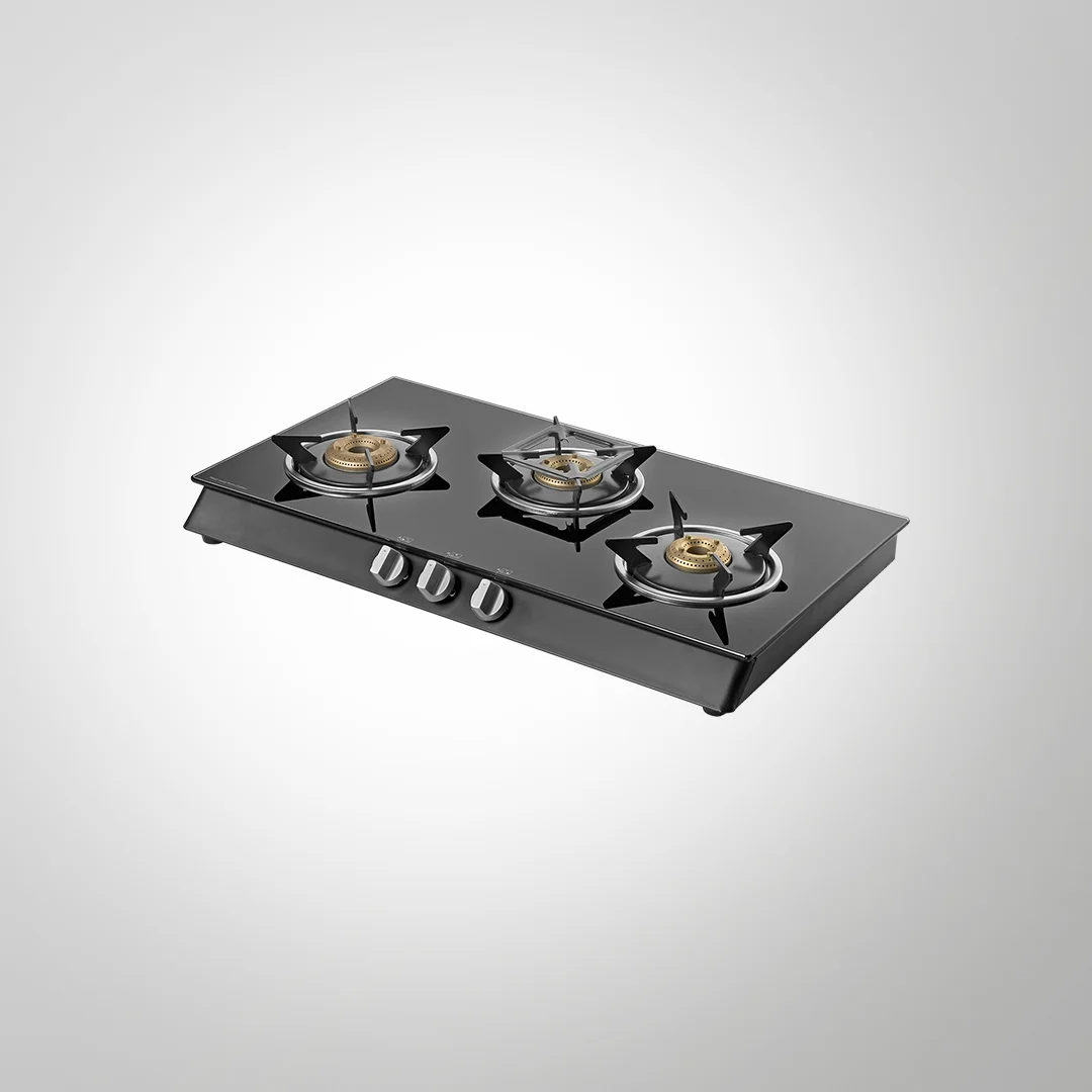 CTB713B – 3-Burner Manual Ignition Gas Stove | High-Efficiency Brass Burners | Black Tempered Glass