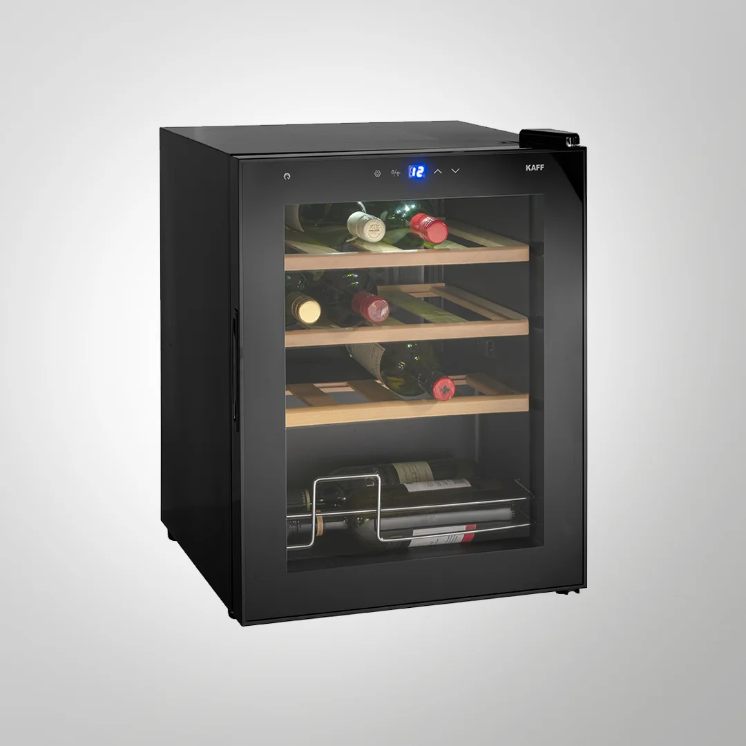WC42 Free-Standing Wine Cooler | 16 Bottle Capacity, Black Glass Door, Touch Control, and Compressor Cooling