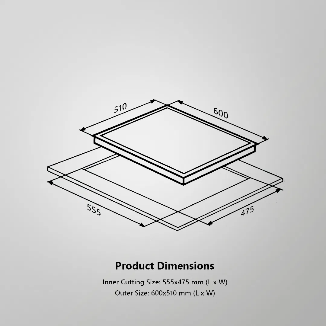 FBB 604 – 60cm Built-in Hob with 4 Full Brass Burners & Auto Ignition
