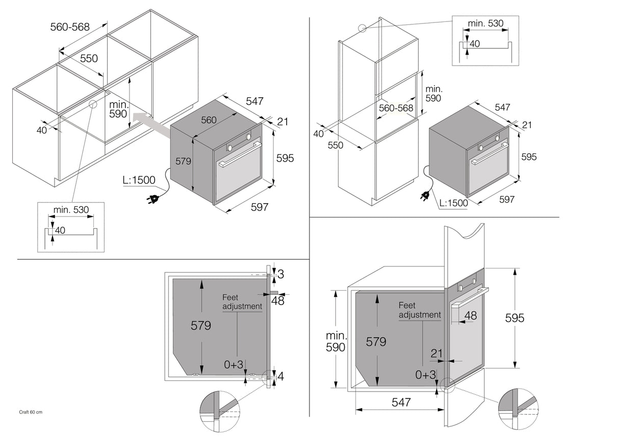 OCS8687B Built-In Combi Steam Oven Black Stainless Steel 538.60.230
