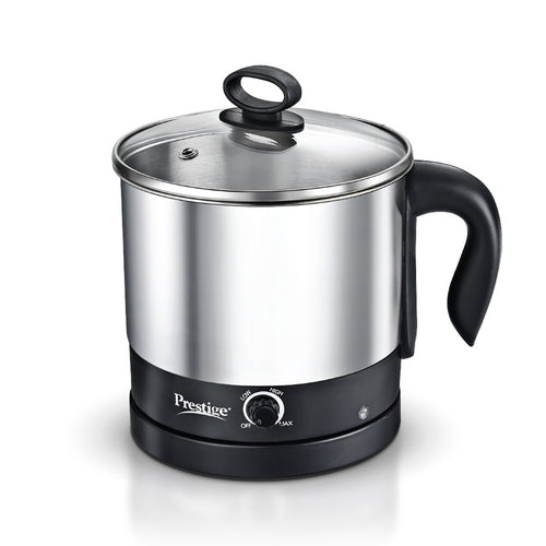 1.5L PMC 3.0 Plus Multi Kettle / Multi Cooker|Comes with Idli stand, egg boiling rack & Steamer| Glass Lid with Stainless Steel rim|Temperature Control |Power Indictor (Silver, Black)