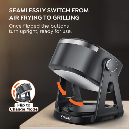 Air Flip All-In-One 4.5 Litre Air Fryer| Air Frying and Grilling with a Flip| 5 Preset Menu| Air Fryer Mode and Grill Mode|360 View Glass Air Fryer Basket