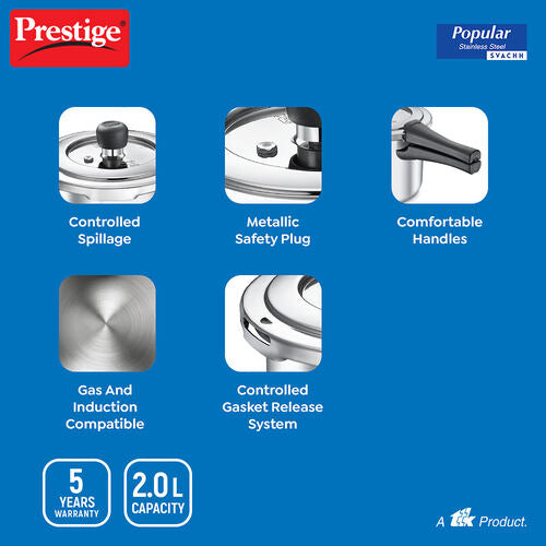 PRESTIGE POPULAR SVACHH STAINLESS STEEL PRESSURE COOKER 2.0 L 20171