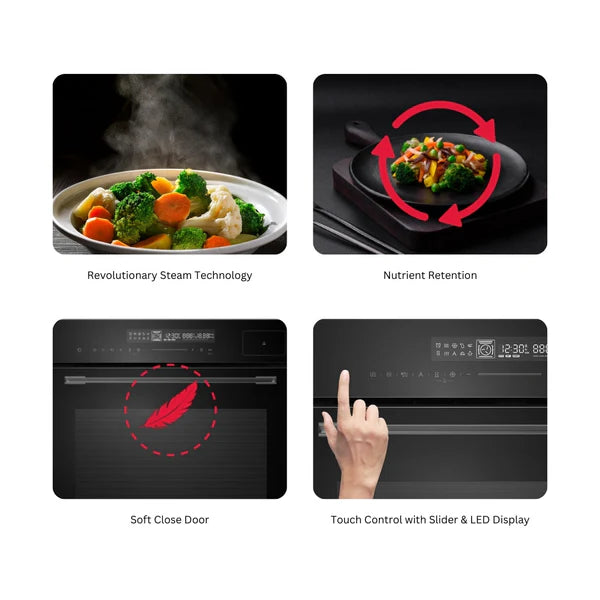 Midora 81 Built-In Full Steam Oven – 81L Capacity, 9 Functions, Touch Control, Food Probe, 538.61.631