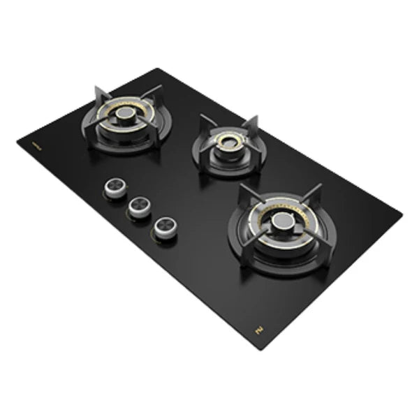 Zeta Plus 378 78 cm 3 Burner Hob – 6th Gen Brass Burners, Gunmetal Knobs, 538.41.504