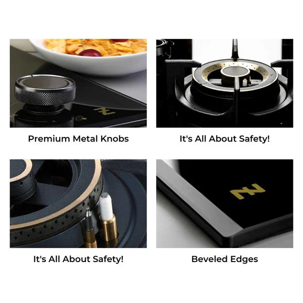 Zeta Plus 378 78 cm 3 Burner Hob – 6th Gen Brass Burners, Gunmetal Knobs, 538.41.504