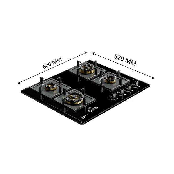 Crompton HOB-OPFB604TI-MBL-Built-InGasHob 4 Burner Hob Optime Series 60 cm
