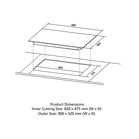 Crompton HOB-OPFB905TI-MBL-Built-InGasHob 4 Burner Hob Optime Series 90 cm