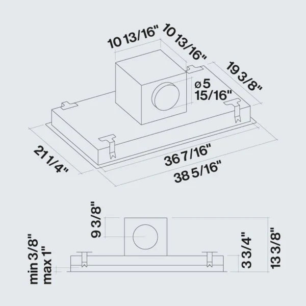Stella 90 Black NRS 90 cm Ceiling Mounted Cooker Hood with 1000 m³/hr Suction - 537.81.67 Without Motor