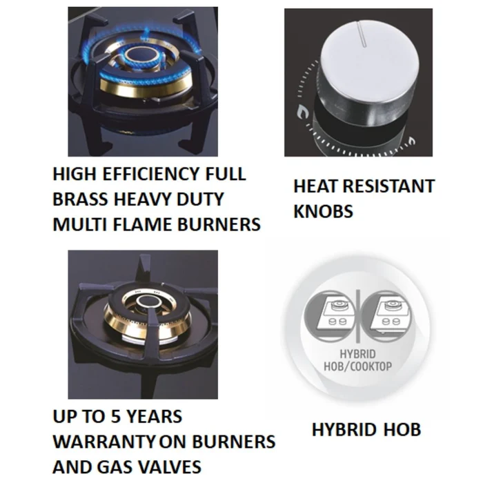 Whirlpool ELITE PRO BRASS HYBRID 753 MT Glass Automatic Hob