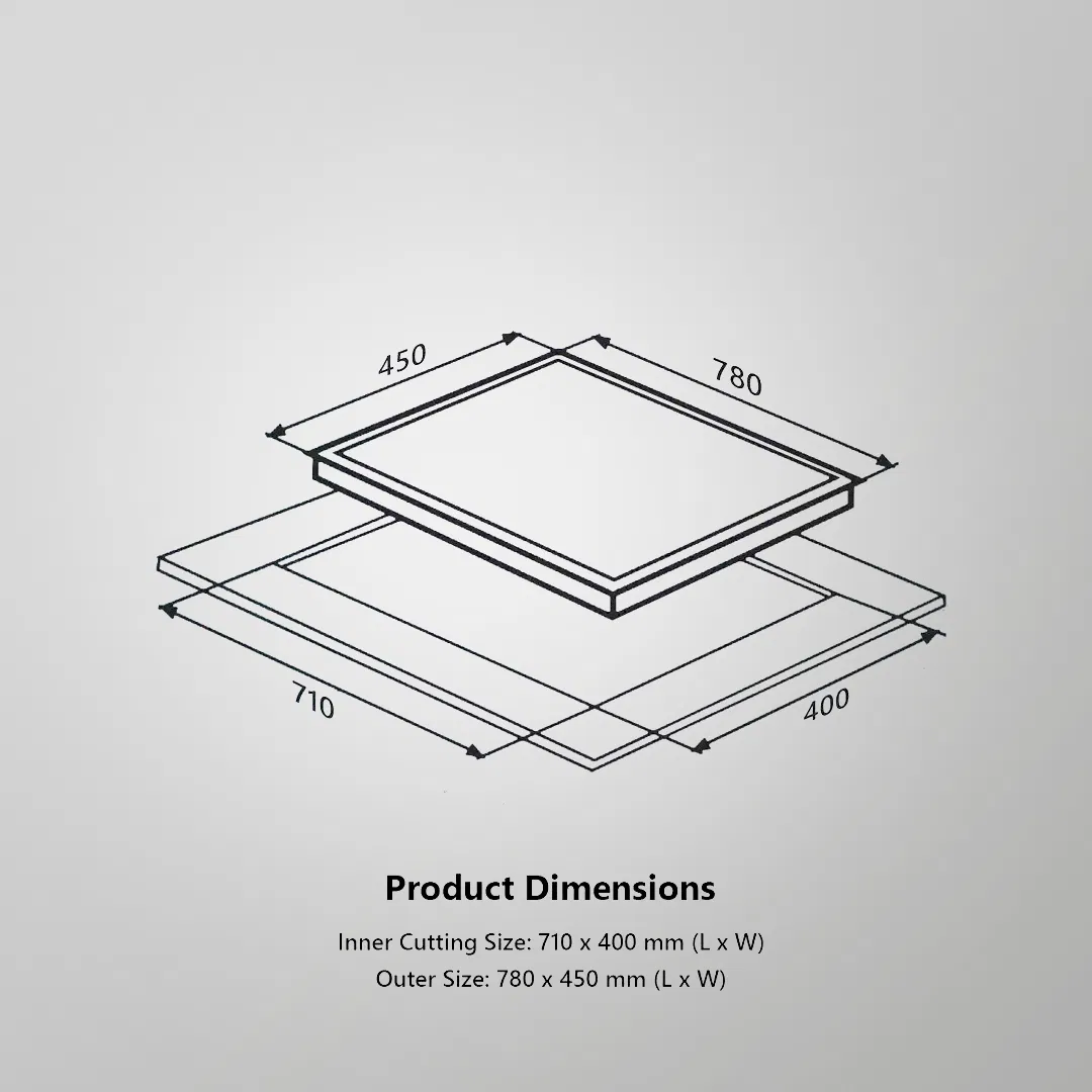 FBB 783 – 78cm Built-in Hob with 3 Full Brass Burners & Auto Ignition