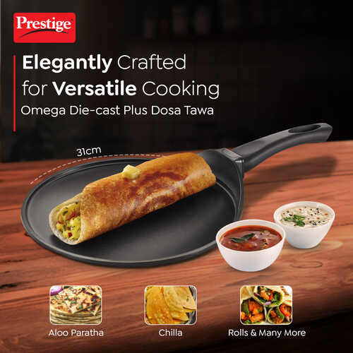 Omega Die-Cast Plus Aluminium Non-Stick Tawa, 31 cm, Induction Base – 30530