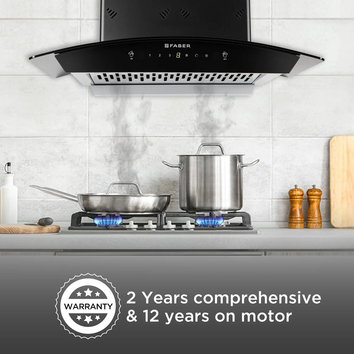 Hood Everest 3D IN HC SC FL LG 60 Wall-Mounted Chimney with 6-Way Suction, Filterless Auto Clean & Gesture Control, 1250 m³/hr